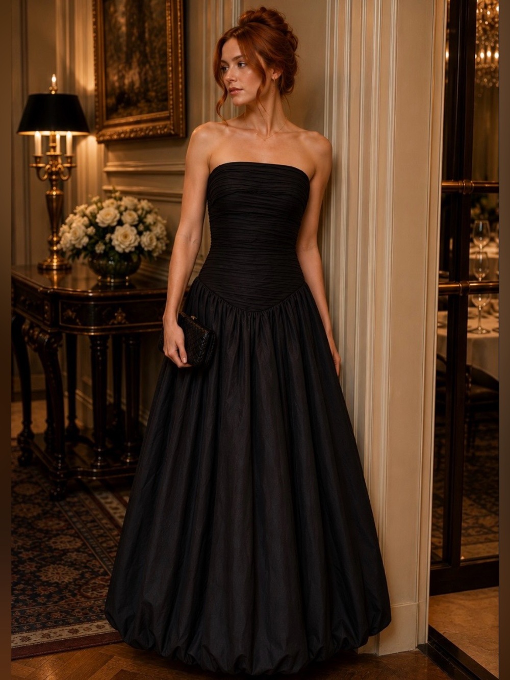 NWT Hutch Black Bubble Hem Drop Waist Gown